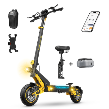 2600W Dual Motor-Strong Climbing Ability-65KM-Up to 65 km/h-Turning Indicator-Removable Seat- 11″ All-Terrain Tubeless Tire-Electric Scooter T4-D